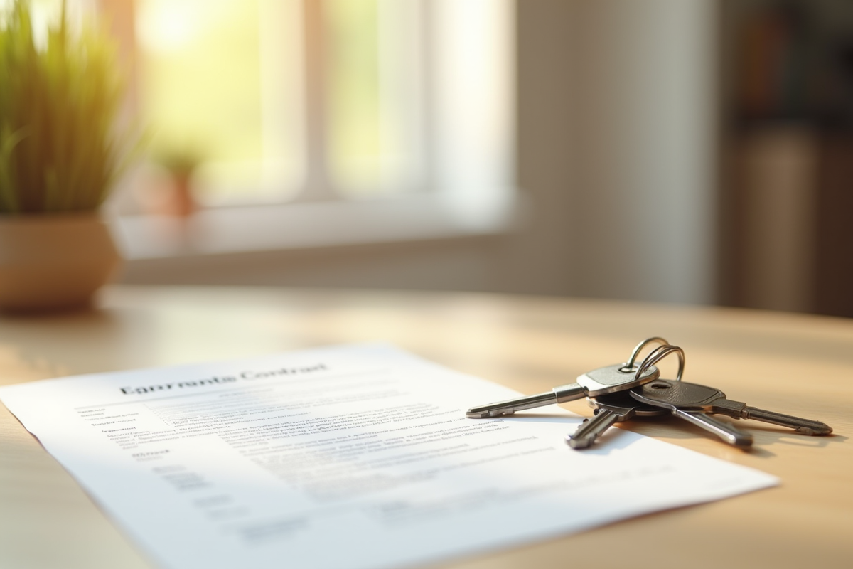 Clés d appartement posées sur une table avec contrat approuve dans un intérieur lumineux