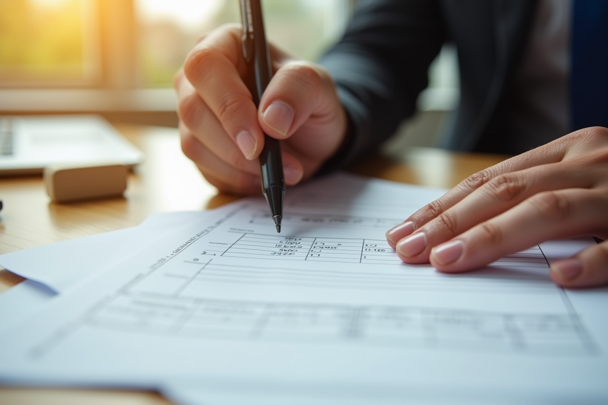 Mains corrigeant une erreur sur une carte grise V7 avec gomme et documents