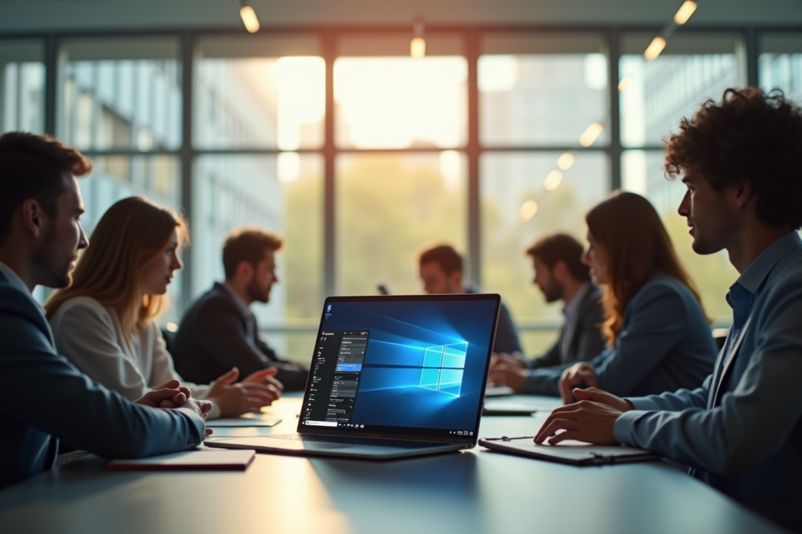 Espace de bureau moderne avec professionnels autour d'une table