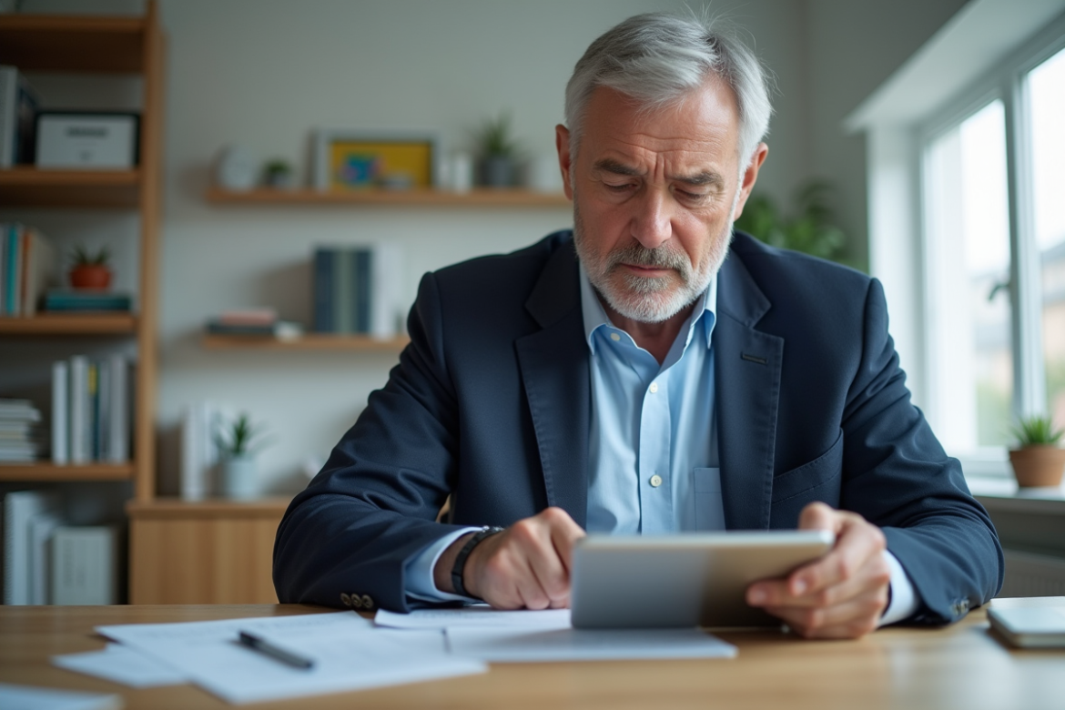 Homme d'affaires en bureau moderne pour {titre}