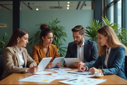 Groupe de professionnels en réunion de travail