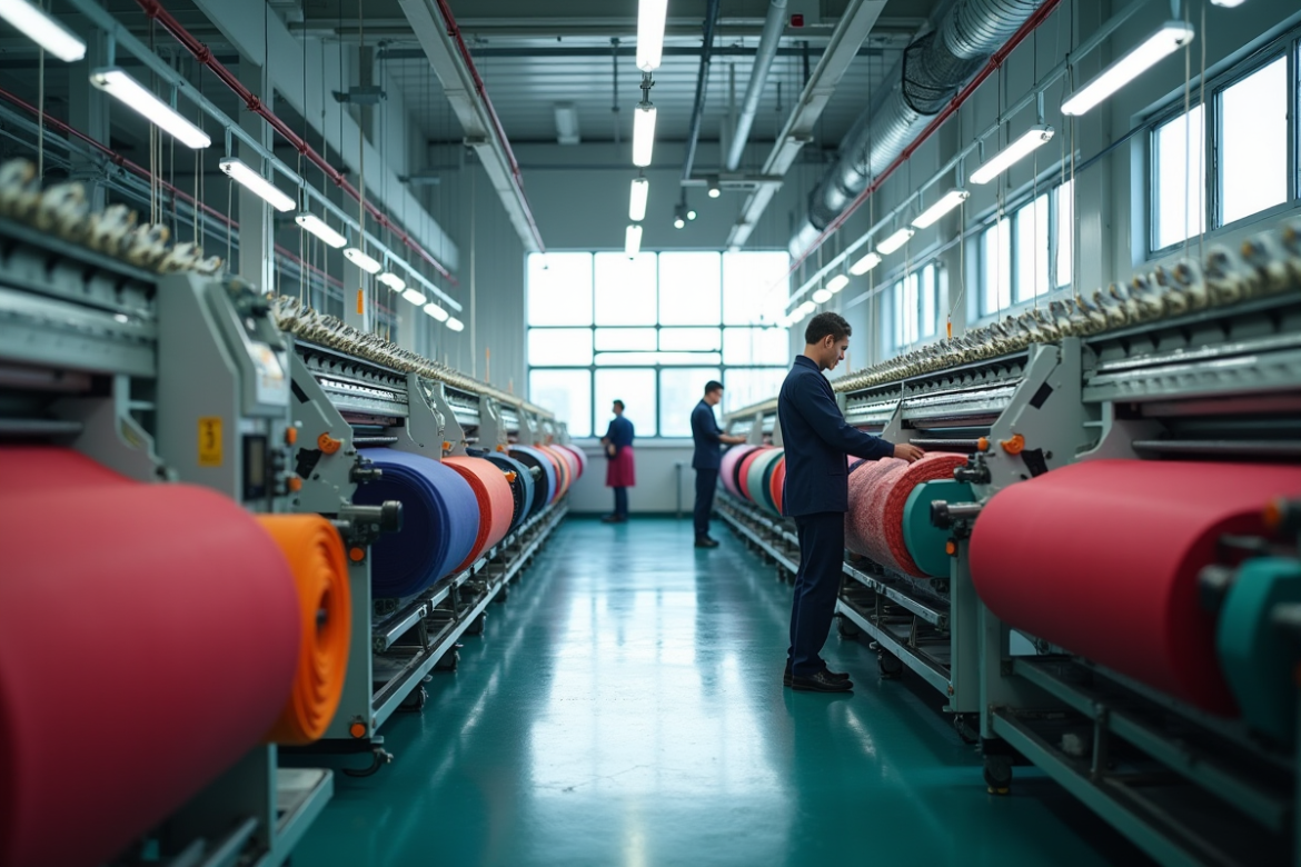 Usine textile moderne avec machines automatisées en action